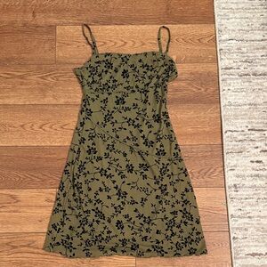 Floral Green and Black Women's Dress